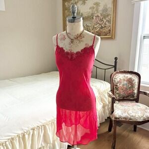 y2k secret treasures red sheer slip size small